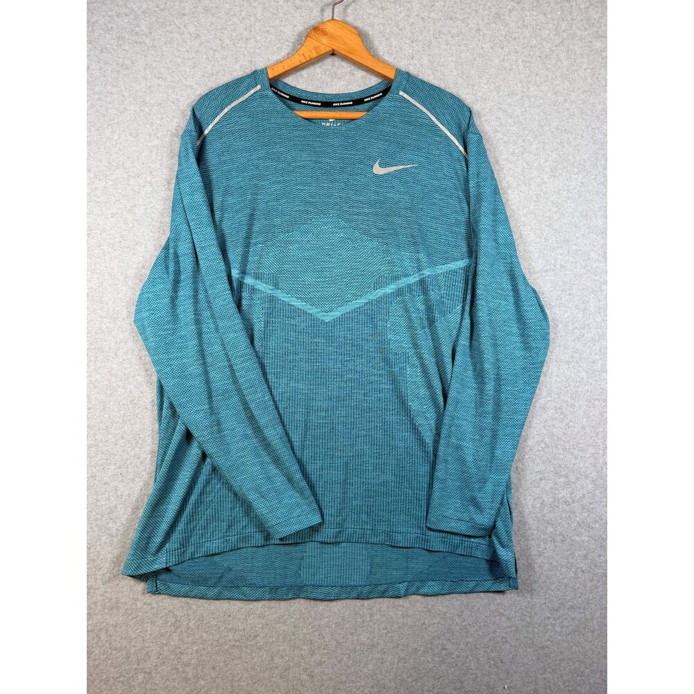 Nike Running Dri-FIT Men's XXL Teal Seamless Long Sleeve Running Shirt 4011